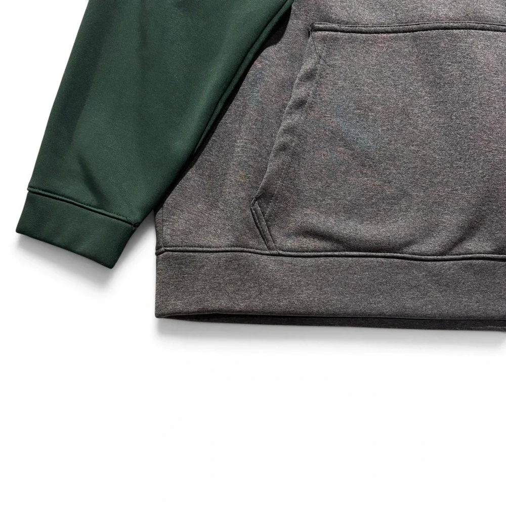 Oregon Ducks Mens Raglan Hoodie Green Charcoal Heather Fleece Pullover Apx XL